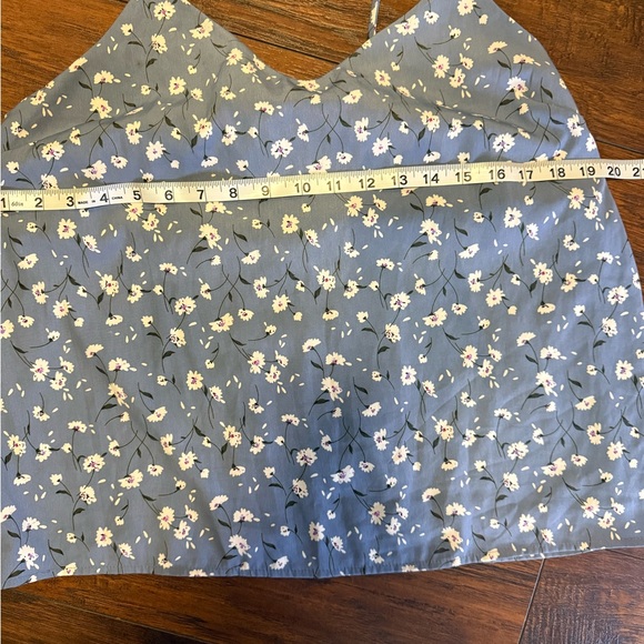Blue Floral Cami fairy/flowy Top sz Large Coquette Balletcore Back Bow Detail - Picture 5 of 11